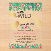 女の子の赤ちゃんシャワーを彼女の道にある小さな野生の人 アクリル招待状 (正面)