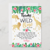 女の子の赤ちゃんシャワーを彼女の道にある小さな野生の人 サンキューカード (正面)