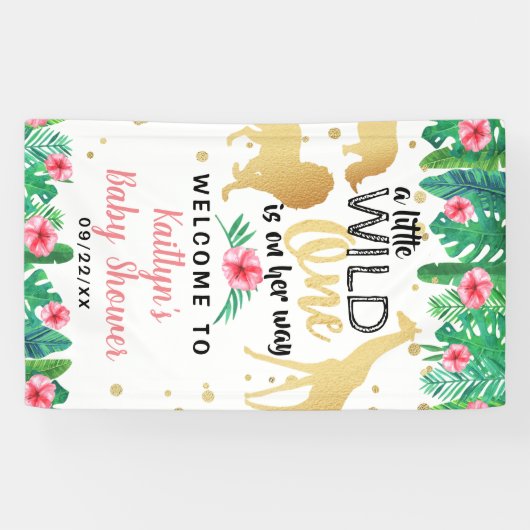 女の子の赤ちゃんシャワーを彼女の道にある小さな野生の人 横断幕 (横)