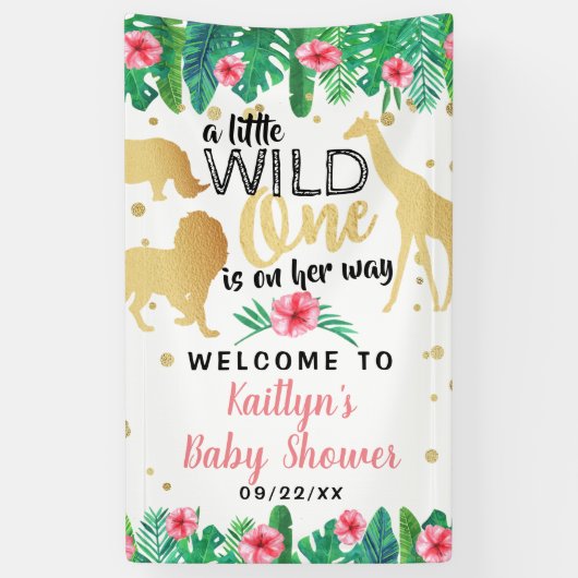 女の子の赤ちゃんシャワーを彼女の道にある小さな野生の人 横断幕 (縦)