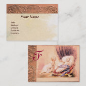 女の子の赤ちゃんシャワーアンティークピンクフローラモノグラム 名刺 (正面/裏面)