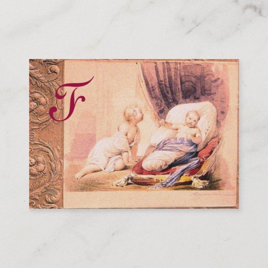 女の子の赤ちゃんシャワーアンティークピンクフローラモノグラム 名刺 (裏面)