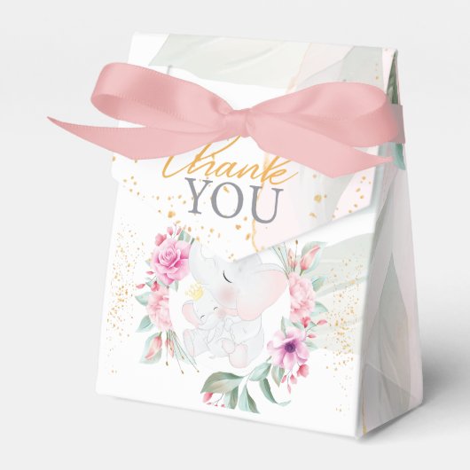 女の子の赤ちゃんシャワーエレファントエレガント フェイバーボックス (正面サイド)