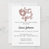 女の子の赤ちゃんシャワーカスタムバラグリッター 招待状 (正面)