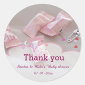 女の子の赤ちゃんシャワーキャンディーセーフティーピンだ ラウンドシール (正面)