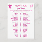 女の子の赤ちゃんシャワーゲーム予測とアドバイス。 ポストカード (正面)