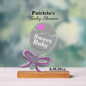 女の子の赤ちゃんシャワーシルバーピンクガラトル アクリルサイン (ニュートラル)