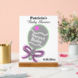 女の子の赤ちゃんシャワーシルバーピンクグリーンガラトル アクリルサイン