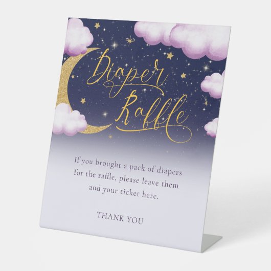 女の子の赤ちゃんシャワートゥインクルリトルスターオムツラッフル 台座サイン (正面)