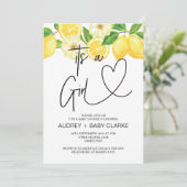 女の子の赤ちゃんシャワーパーティーサマーレモン 招待状 (スタンド正面)
