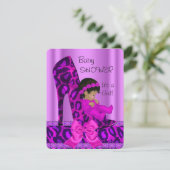 女の子の赤ちゃんシャワーパープルピンキヒョウ 招待状 (スタンド正面)