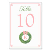 女の子の赤ちゃんシャワーピンクのモノグラムボクウッドリース テーブルナンバー (裏面)