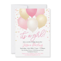 女の子の赤ちゃんシャワーピンクの風船と紙吹雪