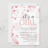 女の子の赤ちゃんシャワーピンクドット招待状 招待状 (正面)