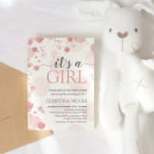 女の子の赤ちゃんシャワーピンクドット招待状 招待状