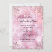 女の子の赤ちゃんシャワーピンクパールアフリカ系アメリカ人 招待状 (裏面)