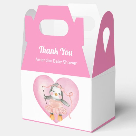 女の子の赤ちゃんシャワーピンクペンギン動物 フェイバーボックス (オープン)