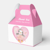 女の子の赤ちゃんシャワーピンクペンギン動物 フェイバーボックス (正面サイド)