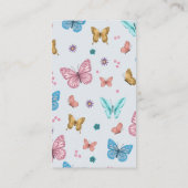 女の子の赤ちゃんシャワーピンク蝶の本ベビー エンクロージャーカード (裏面)