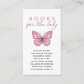女の子の赤ちゃんシャワーピンク蝶の本ベビー エンクロージャーカード (正面)
