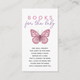女の子の赤ちゃんシャワーピンク蝶の本ベビー エンクロージャーカード