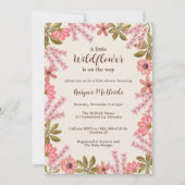 女の子の赤ちゃんシャワーフローラワイルドフラワーピンク甘かわいい 招待状 (正面)