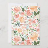 女の子の赤ちゃんシャワーフローラ水色桃の緑 招待状 (裏面)