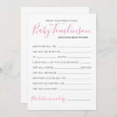 女の子の赤ちゃんシャワー予測推測ゲームカード 招待状 (正面/裏面)