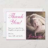 女の子の赤ちゃんシャワー写真手書きサンキューカード 招待状 (正面)