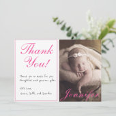 女の子の赤ちゃんシャワー写真手書きサンキューカード 招待状 (スタンド正面)