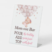 女の子の赤ちゃんシャワー心待ちクマのペデスタルサイン 台座サイン (正面)