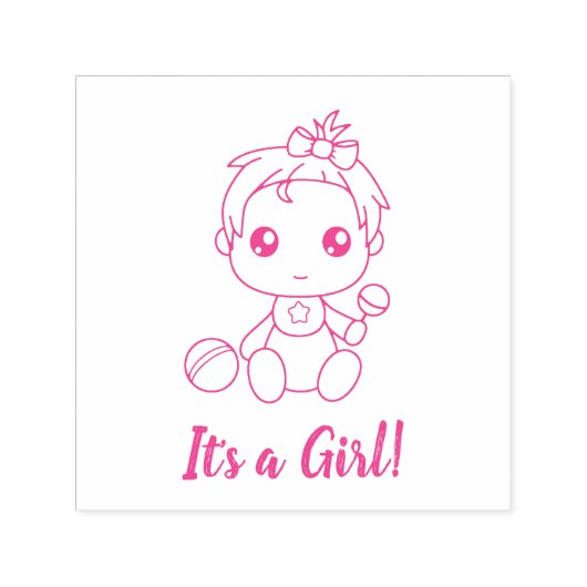 女の子の赤ちゃんシャワー性別の表示 セルフインキングスタンプ (デザイン)