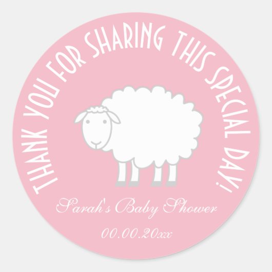 女の子の赤ちゃんシャワー感謝していパーパーティー好き ラウンドシール (正面)