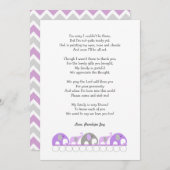 女の子の赤ちゃんシャワー感謝の詩のノート サンキューカード (正面/裏面)