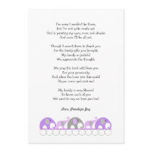 女の子の赤ちゃんシャワー感謝の詩のノート