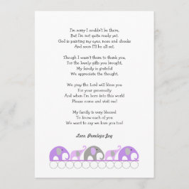 女の子の赤ちゃんシャワー感謝の詩のノート サンキューカード