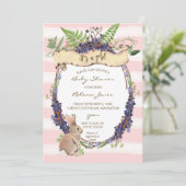 女の子の赤ちゃんシャワー招待森うさぎバニー 招待状 (スタンド正面)