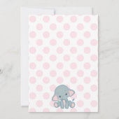 女の子の赤ちゃんシャワー招待状、象の赤ちゃんシャワー 招待状 (裏面)