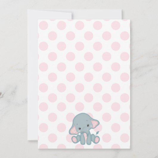 女の子の赤ちゃんシャワー招待状、象の赤ちゃんシャワー 招待状 (裏面)