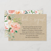 女の子の赤ちゃんシャワー本のリクエスト、桃の素朴クラフト エンクロージャーカード (正面/裏面)