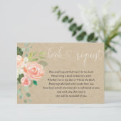 女の子の赤ちゃんシャワー本のリクエスト、桃の素朴クラフト エンクロージャーカード (スタンド正面)