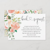 女の子の赤ちゃんシャワー本のリクエスト、桃の赤面ピンクen エンクロージャーカード (正面/裏面)