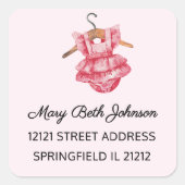 女の子の赤ちゃんシャワー水色1.5インアドレスステッカー スクエアシール (正面)