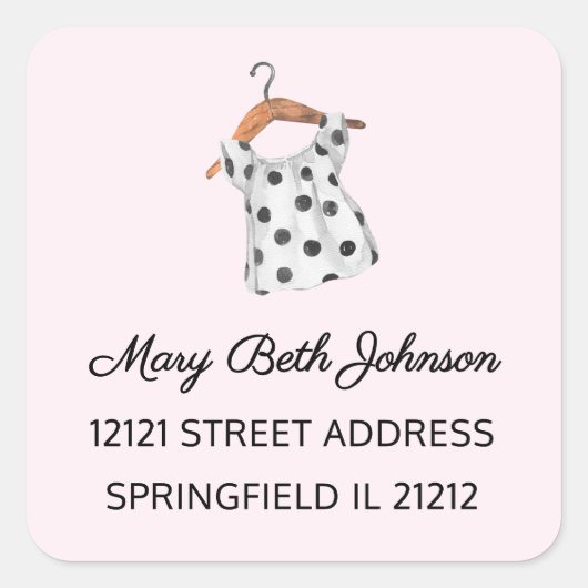 女の子の赤ちゃんシャワー水色1.5インアドレスステッカー スクエアシール (正面)