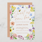 女の子の赤ちゃんシャワー甘い可能なビーフローラ 招待状 (正面/裏面)