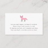 女の子の赤ちゃんシャワー用キツネブックリクエストカード エンクロージャーカード (正面)