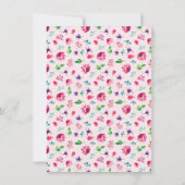 女の子の赤ちゃんシャワー用ピンクフローラベビーカー 招待状 (裏面)