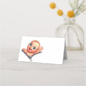 女の子の赤ちゃんシャワー白ありがとう プレイスカード (正面)