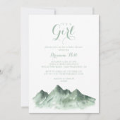 女の子の赤ちゃんシャワー緑の山国 招待状 (正面)
