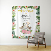 女の子の赤ちゃんシャワー背景 |金ゴールドSafariの友達 タペストリー (インサイチュ)